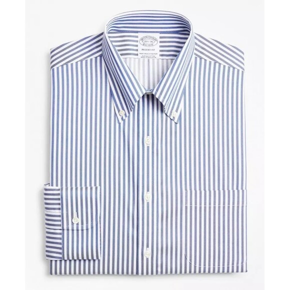 Brooks Brothers Men's 100% Cotton Stripe Button Down Collar Dress Shirt M - Picture 1 of 7